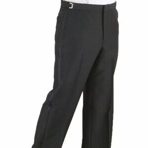Men's Black Adjustable Flat Front Tuxedo Pants 100% Wool- Prom Formal